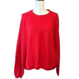 Tahari Crewneck Ribbed Cozy Sweater Women’s SZ XL Poppy Red Casual NEW